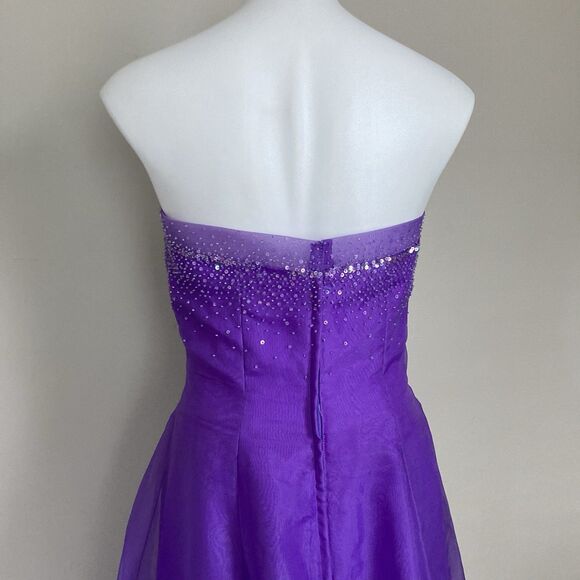 Vintage 2000s Y2K Prom Dress - Strapless Purple Formal Long Gown - Size 9/10 - Picture 5 of 10